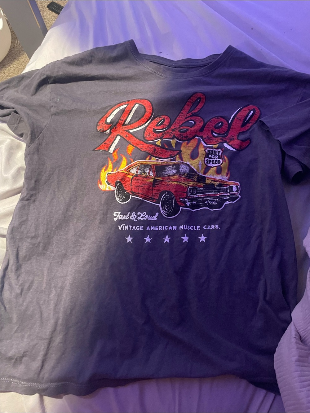 rebels Black Short‑Sleeve Tee with Red Muscle Car Graphic